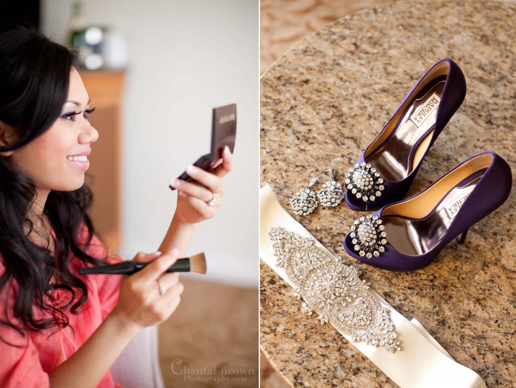 Bride getting ready at Fairmont hotel in Dallas shoes diamond earings Bride getting ready at Fairmont hotel in Dallas shoes diamond earings