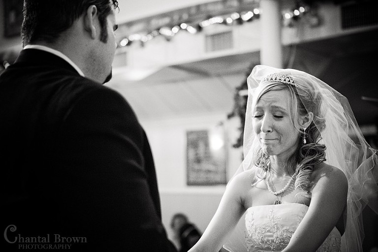 bride and groom emotional crying at Grey Stone wedding chapel in Lawton Oklahoma