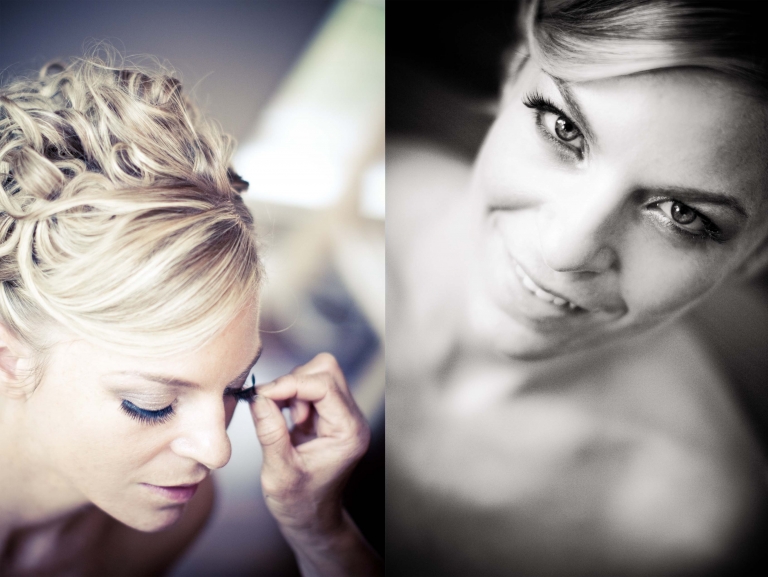 Putting make up on wedding at Frisco Texas