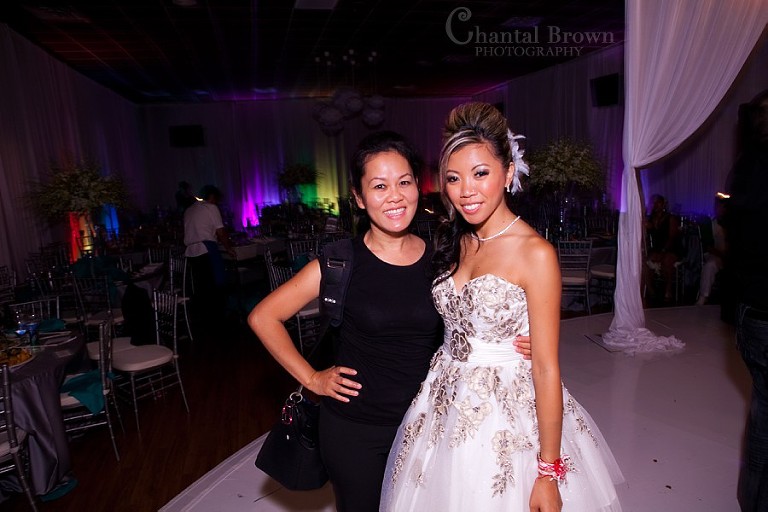 Cambodian wedding reception in Arlington at A1 Super Buffet venue Chantal Brown posing with bride