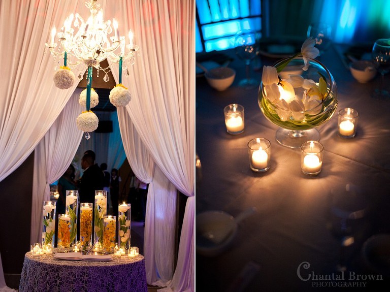 Dallas wedding reception beautiful white tulips in water bowl centerpiece