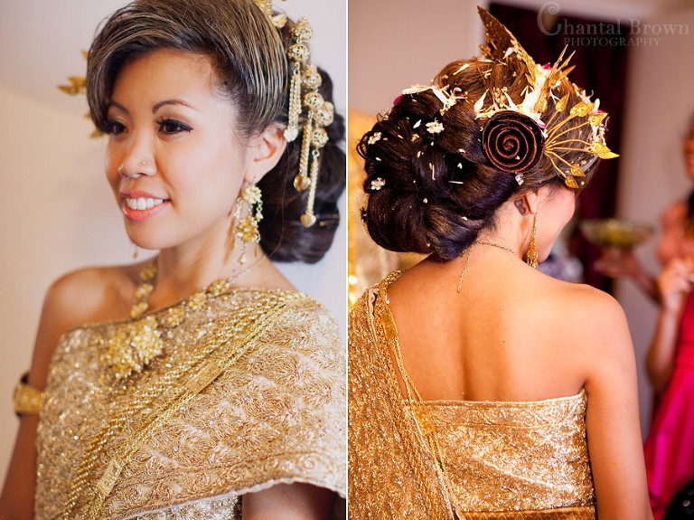 ft worth cambodian wedding bride in gold khmer sparkling dress