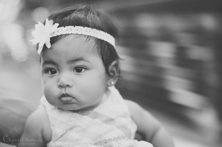 Gorgeous close-up Baby portrait on Breckenridge bridge
