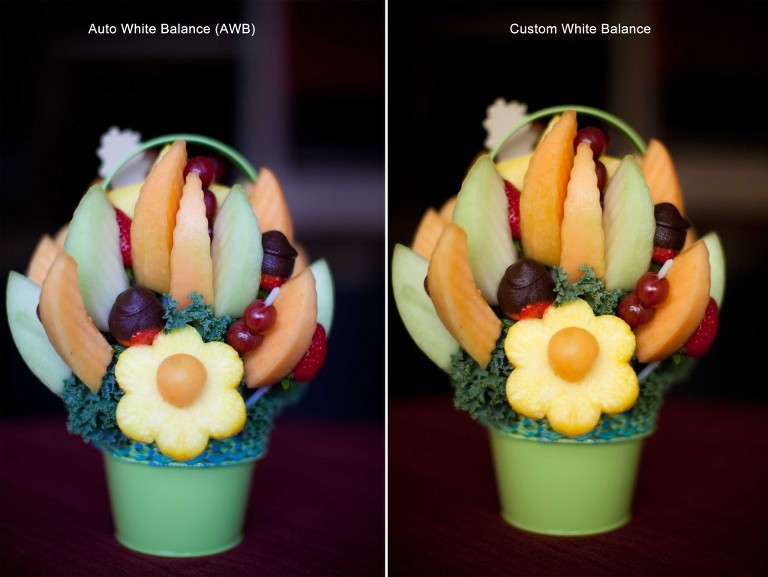 how to camera white balance edible fruit basket