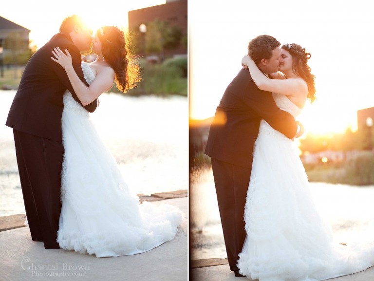 bride groom kissing golden sunset wedding Lawton OK Cameron University McMahon