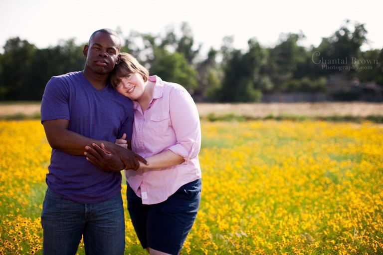 Couple in Beautiful yellow flower field Lawton OK engagement photography