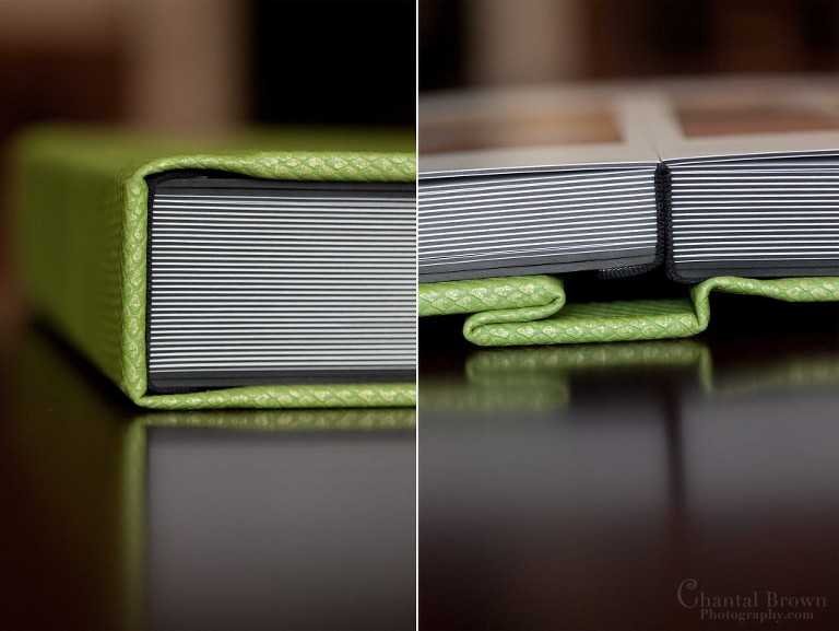 Beautiful eco material printed green flush mount wedding album in Dallas Texas