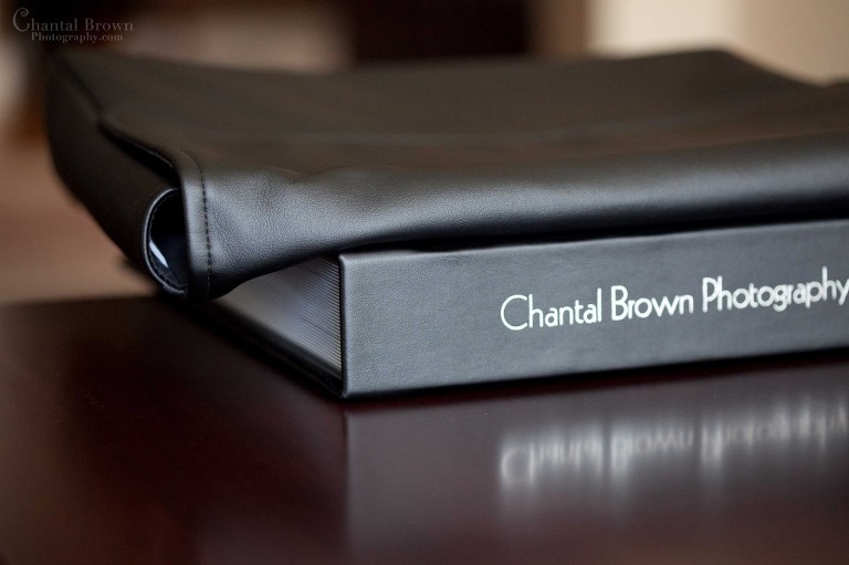 Italian finest black leather with matching slip cover wedding album in Dallas Texas