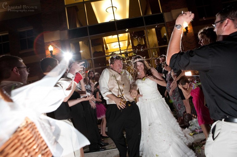 wedding exit with flowers at Cameron University McMahon Lawton Oklahoma