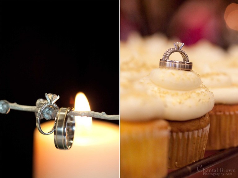 wedding rings candle light on a stick  in cupcake at Cameron University McMahon in Lawton Oklahoma
