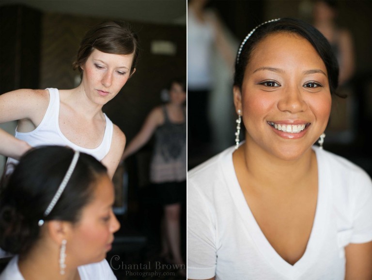 bridesmaids help bride getting ready Lawton Country club golf course oklahoma