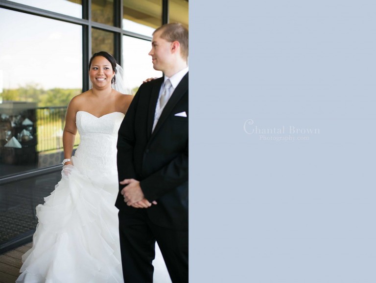 groom seeing bride first look in Lawton Country Club golf course Oklahoma wedding