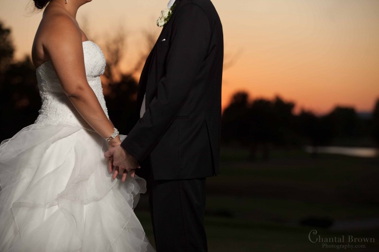 bride groom holding hands golden light sunset Lawton Country Club Golf Course Oklahoma