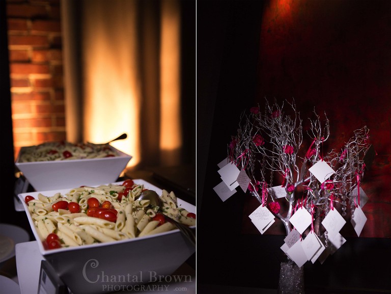 Good pasta food wedding reception at NYLO hotel by Dallas Wedding Photographer
