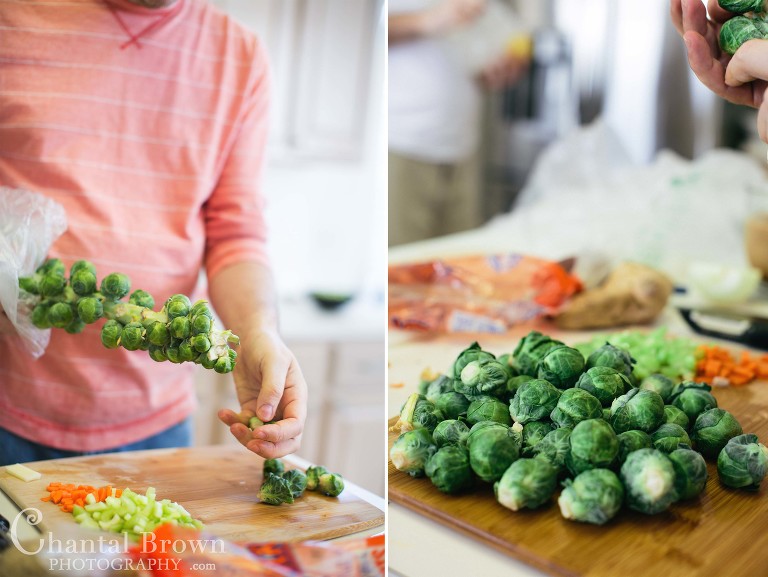 Getting yummy brussel sprouts for roasted vegetable Thanksgiving dinner in Murphy Texas Portrait Photographer