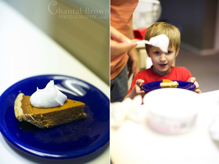 Delicious pumpkin pie for Thanksgiving dinner baby is excited in Murphy Texas Portrait photographer