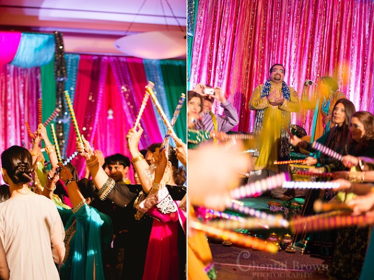Indian Wedding at El Dorado Country Club in McKinney Texas celebrating dance with colorful sticks
