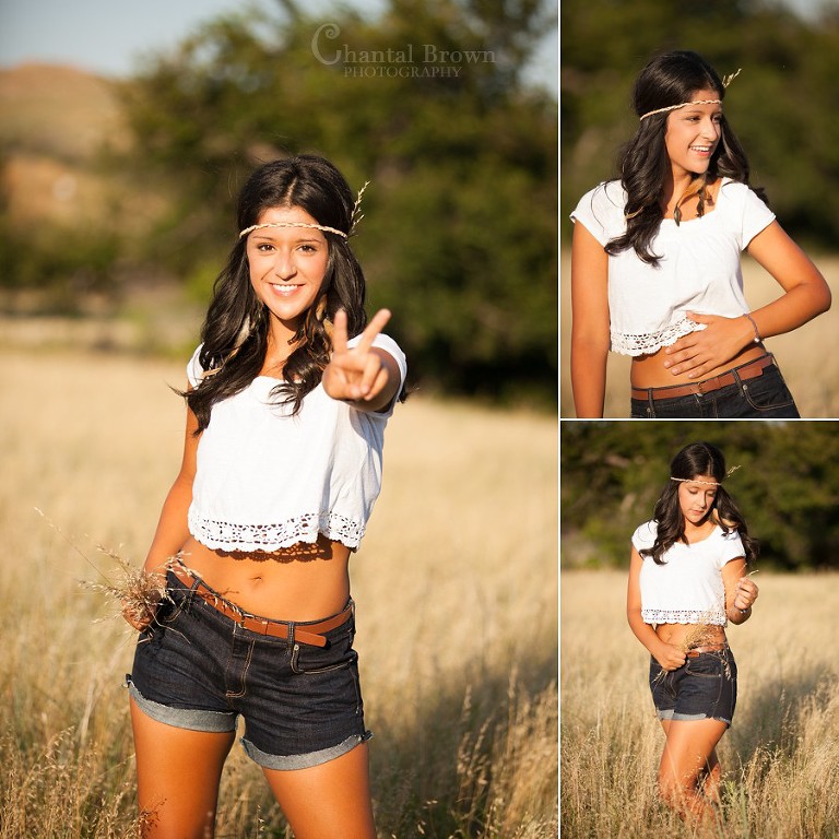 Hippie styled plano wylie senior portraits giving peace sign