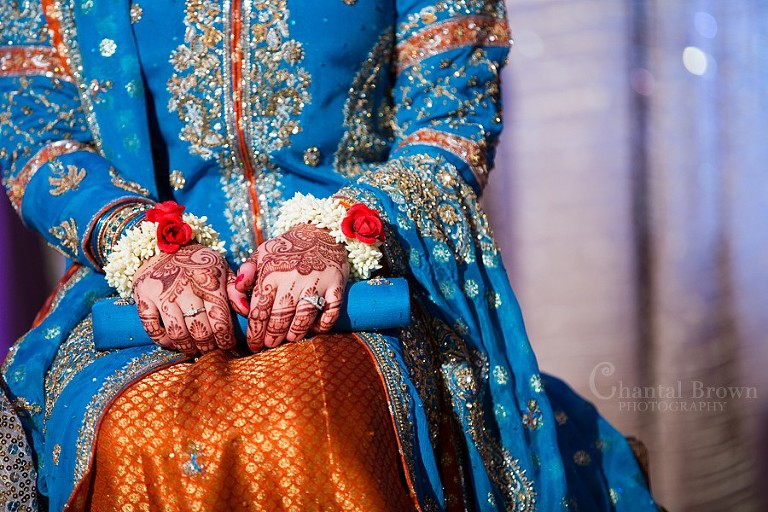 Bridesmaid Indian wedding dress blue embroidery saree sari at Marriott Renaissance hotel in Richardson Texas