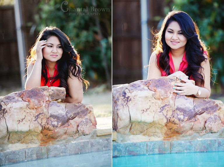 richardson senior pictures laying by pool