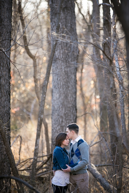 Dallas Engagement Photographer by Chantal Brown Photography taken in the woods in winter.