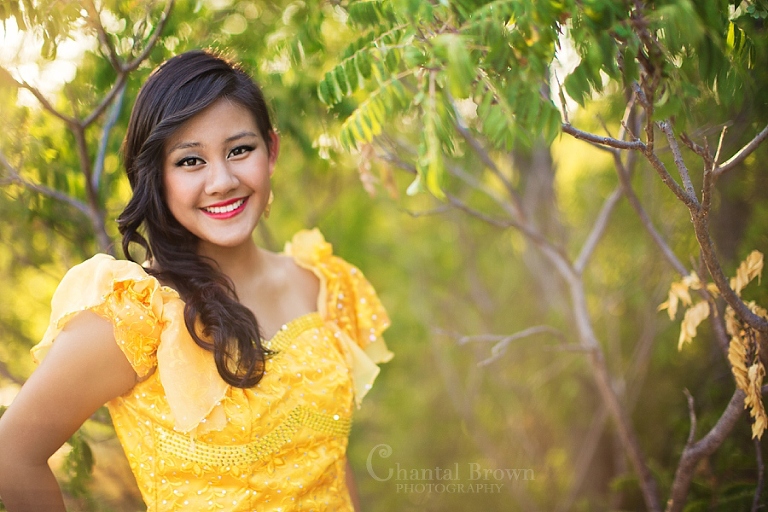 how to get hazy look in camera Dallas senior portrait wearing gold khmer outfit Chantal Brown Photography