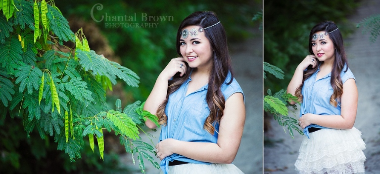 High school senior girl portrait picture wearing medallion head band at a park Wylie Texas