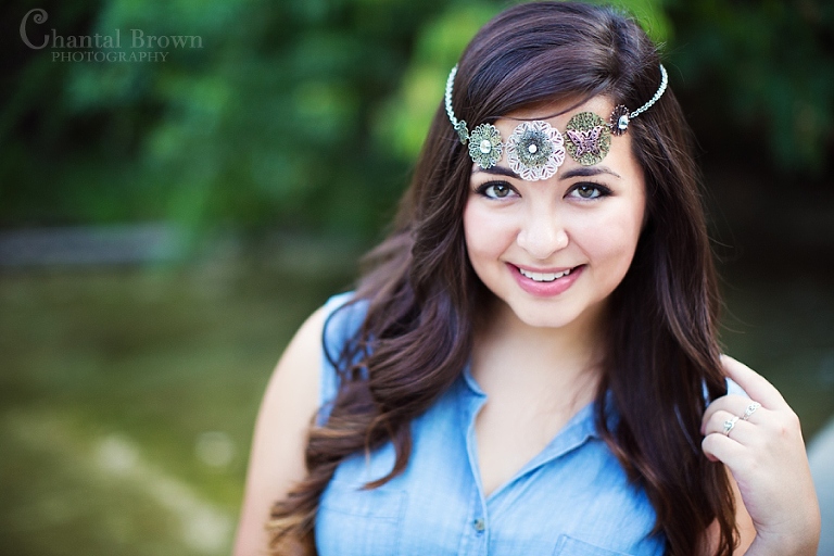 Pretty girl smiling Wylie Texas high school picture wearing medallion headband