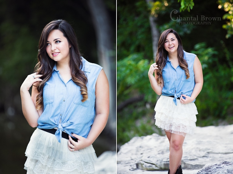 Beautiful senior girl high school pictures in Wylie Texas by a river