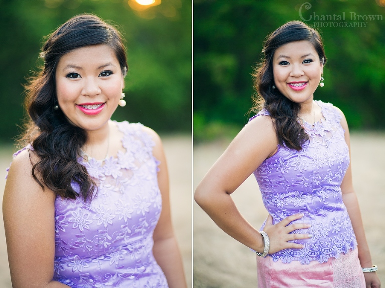 plano portraits wearing khmer purple outfits