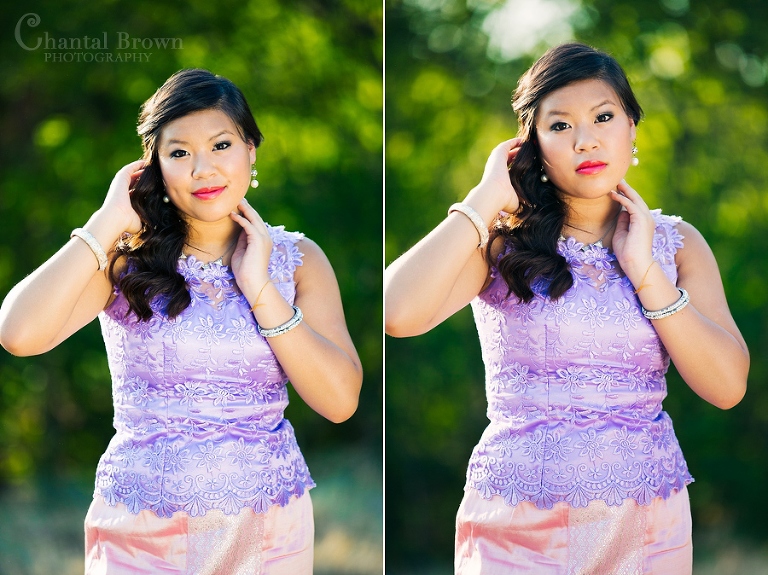 plano senior portraits in purple and pink khmer outfit texas