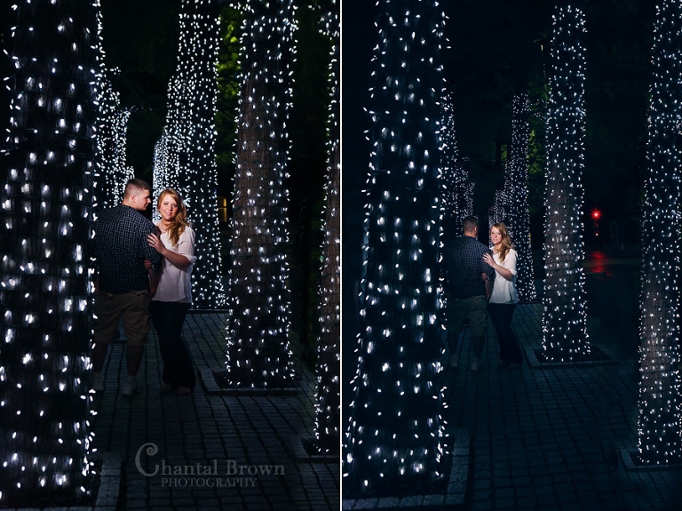 Downtown Dallas Engagement session beautiful view of citychristmas lights at night