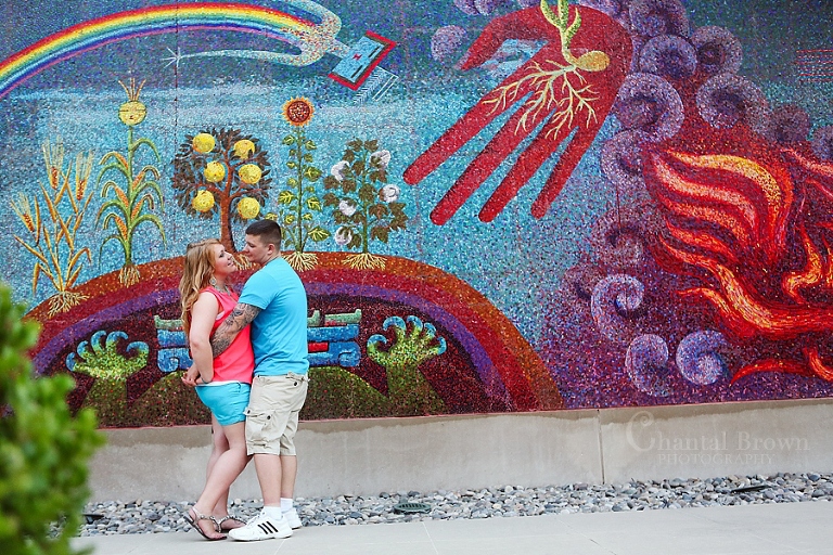 Downtown Dallas Engagement Session by District Performing Art Center Wall background
