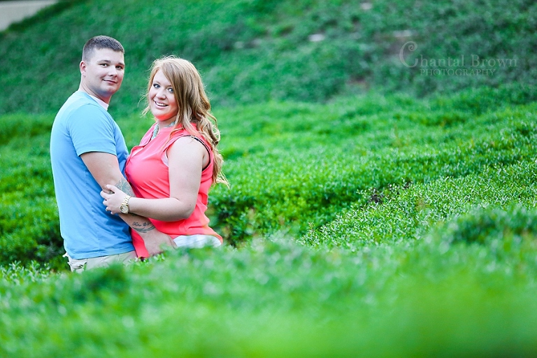 Downtown Dallas Engagement Session by Art District in grass field