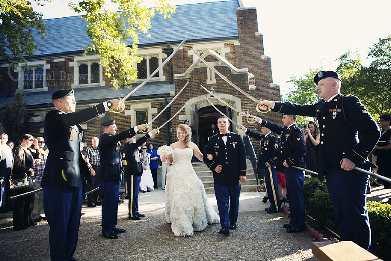 Lawton Fort Sill military saber wedding outside of New Post Chapel