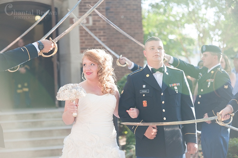Lawton Fort Sill military saber wedding outside of New Post Chapel