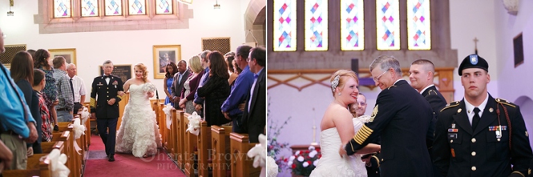 Inside of New Post Chapel wedding in Lawton Fort Sill Oklahoma