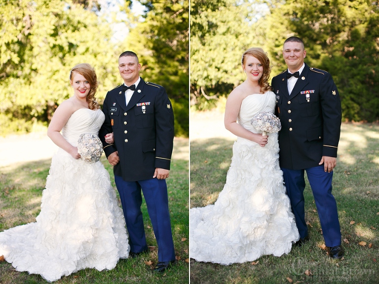 Fort Sill OK military wedding first look outside of New Post Chapel