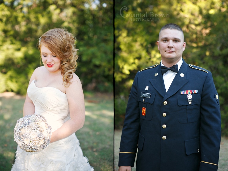 Fort Sill OK military wedding first look outside of New Post Chapel