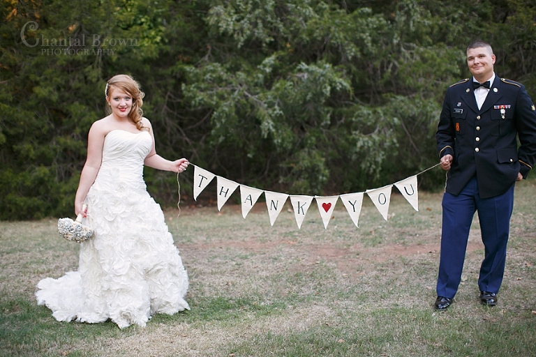 lawton oklahoma wedding thank you sign outside of New Post Chapel