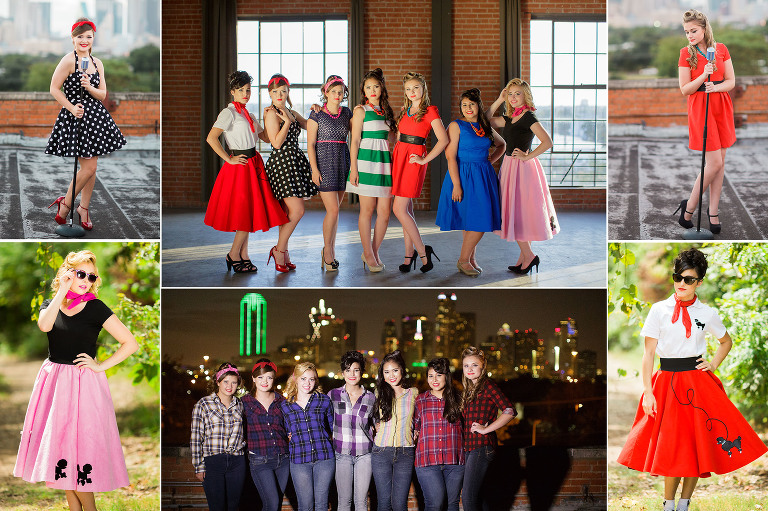 Dallas senior model search application for class of 2017 at Off The Grid. The Great Gatsby group themed photo shoot carrying suitcases and the 50s dresses taken by Chantal Brown Photography.