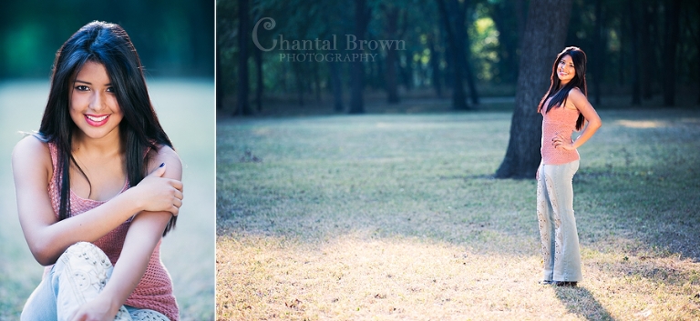 Golden light at Richardson park for Dallas senior pictures