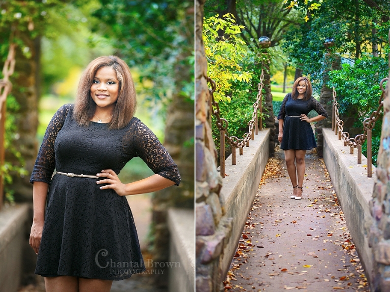 Dallas Senior Portraits at Highland Park standing by chained bridge