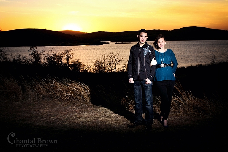Lake Elmer Thomas Recreation at Fort Sill Lawton engagement portraits by Chantal Brown Photography taken during beautiful sunset