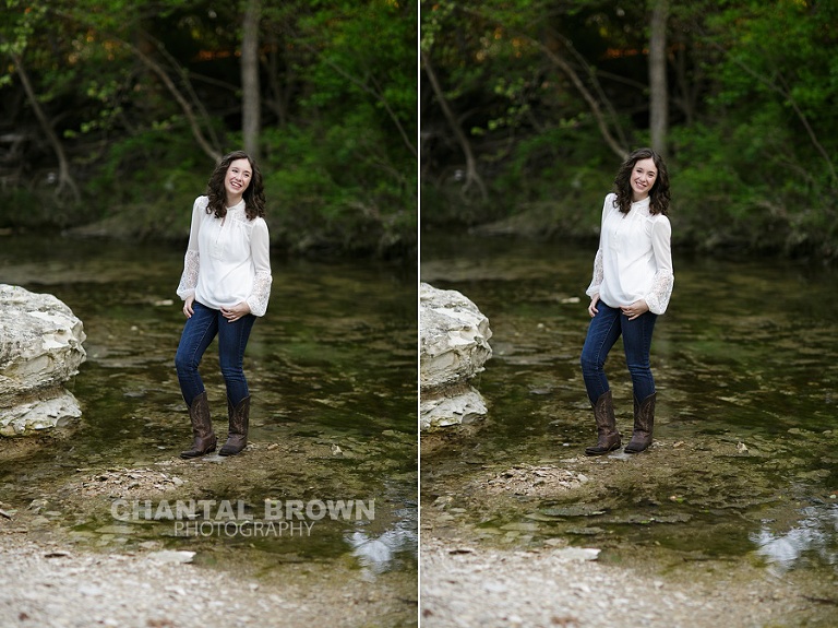 Dallas high school senior picture by water creek taken by Chantal Brown Photography