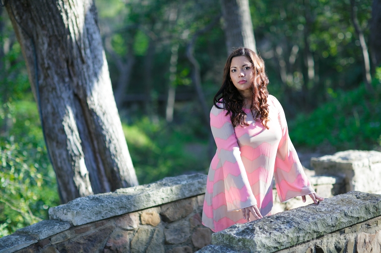 Tyler Texas Senior Portraits standing on the bridge at Dallas Highland Park
