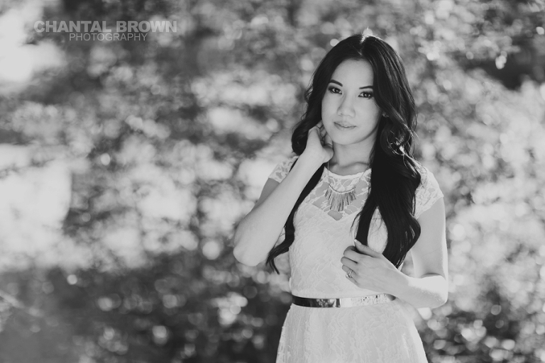 Beautiful black and white college senior graduation portraits taken at Prairie Creek Park in Richardson TX by Chantal Brown