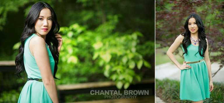 Stunning college graduation pictures taken at Prairie Creek Park in Richardson Texas setting standing by beautiful green trees by Chantal Brown