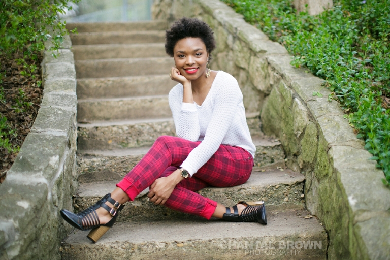 Outdoor Red Oak High School senior pictures at Highland Park in Dallas Texas setting on beautiful stone stairway