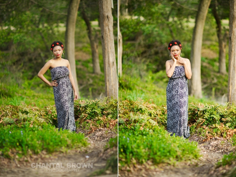 Highland Park Dallas senior portraits of a beautiful high school girl wearing a very pretty red roses head band standing in a beautiful grass field